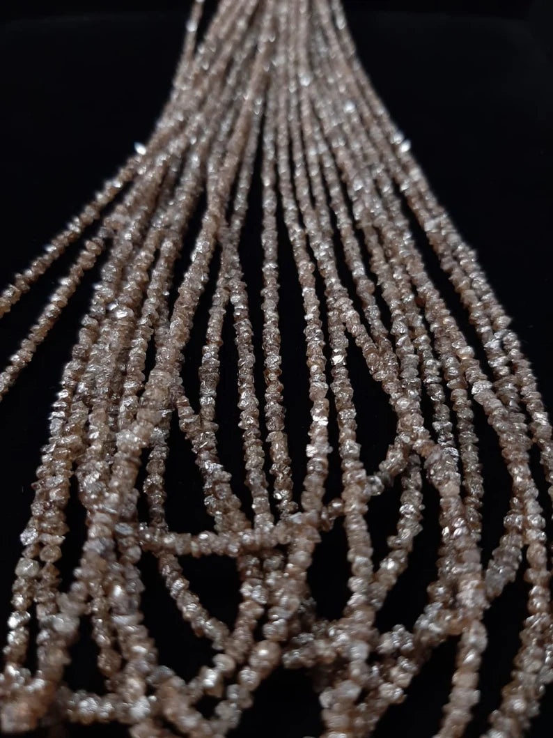 Natural Brown Diamond Uncut Rough Raw Beads | Faceted Diamond Rough 16" Full Strand Beads, Diamonds for Jewelry Making | wholesale beads.