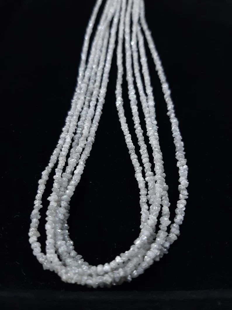 Natural White Diamond Uncut Rough Raw Beads | Conflict Free Diamond Rough 16 inches full strand beads | Uncut Diamond for Jewelry making