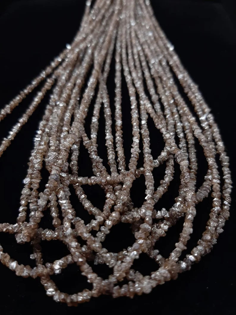 Natural Brown Diamond Uncut Rough Raw Beads | Faceted Diamond Rough 16" Full Strand Beads, Diamonds for Jewelry Making | wholesale beads.