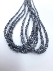Natural Black Diamond Uncut Rough Raw Beads | Conflict Free Diamond Rough 16 inches full strand beads | Uncut Diamond for Jewelry making.
