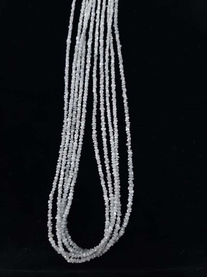 Natural White Diamond Uncut Rough Raw Beads | Conflict Free Diamond Rough 16 inches full strand beads | Uncut Diamond for Jewelry making
