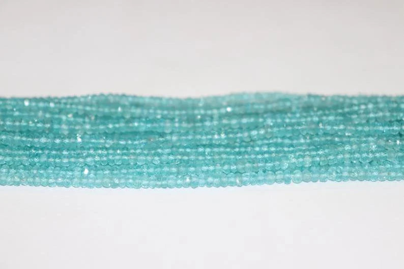 Natural Sky Apatite Faceted Rondelle Gemstone Beads | Apatite Cut size 3-3.5 mm 13" full strand beads for jewelry making | Necklace making