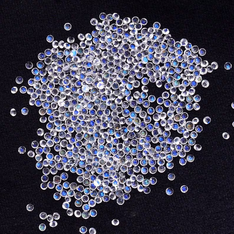 5 pcs 2MM, 3MM, 4MM Natural Moonstone Faceted Round Cut Gemstone, AAA Quality Moonstone Faceted Round loose stone for jewelry making
