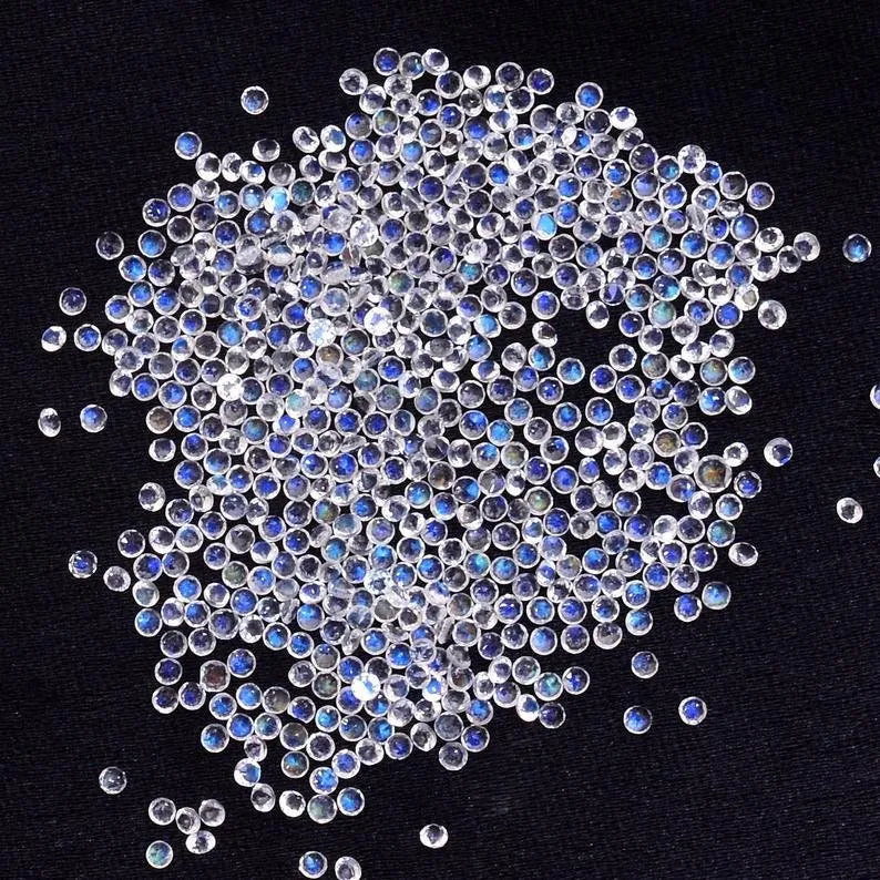 2MM, 2.50MM Natural Moonstone Faceted Round Loose Gemstone, AAA Blue Flash Moonstone Faceted Round Loose Calibrated Gemstone for Jewelry