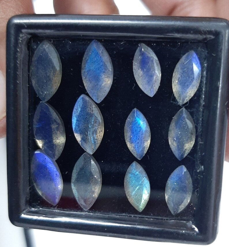 3x6MM, 4x8MM, 5x10MM, 6x12MM Natural Labradorite Faceted Marquise Cut Stone, AAA Blue flashy Labradorite cut calibrated stone for jewelry