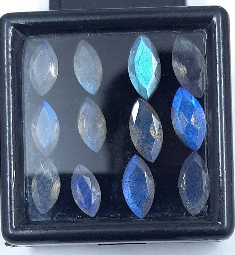 3x6MM, 4x8MM, 5x10MM, 6x12MM Natural Labradorite Faceted Marquise Cut Stone, AAA Blue flashy Labradorite cut calibrated stone for jewelry