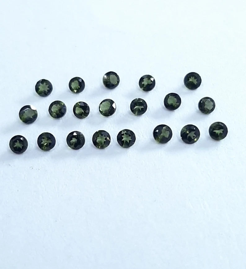 2MM, 3MM Natural Dark Green Tourmaline Faceted Round Cut Gemstone, AAA Quality Green Tourmaline Round cut for jewelry making