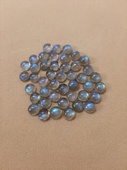 3MM, 4MM, 5MM, 6MM Natural Labradorite Smooth Round flat back Cabochon stone, AAA Blue flashy Labradorite Smooth Round stone For Jewelry