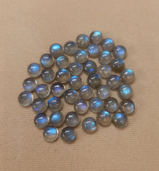 3MM, 4MM, 5MM, 6MM Natural Labradorite Smooth Round flat back Cabochon stone, AAA Blue flashy Labradorite Smooth Round stone For Jewelry