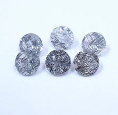 Natural Black Rutile Quartz Faceted Round Cut Gemstone, AAA Black Rutile Quartz faceted Round Cut Loose Calibrated Gemstone For Jewelry