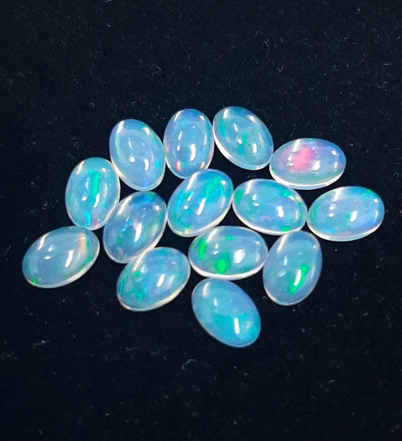 3X4MM, 3X5MM, 4X5MM, 4X6MM, 5X7MM Natural Ethiopian Opal Oval cabochon stone, AAA Multi fire Ethiopian Opal Smooth Oval loose For Jewelry