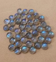 3MM, 4MM, 5MM, 6MM Natural Labradorite Smooth Round flat back Cabochon stone, AAA Blue flashy Labradorite Smooth Round stone For Jewelry