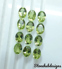 6x8MM, 7x9MM, 8x10MM Natural Peridot Faceted Oval Cut Stone, AAA Green Peridot faceted Oval Cut Calibrated Size loose Stone For Jewelry