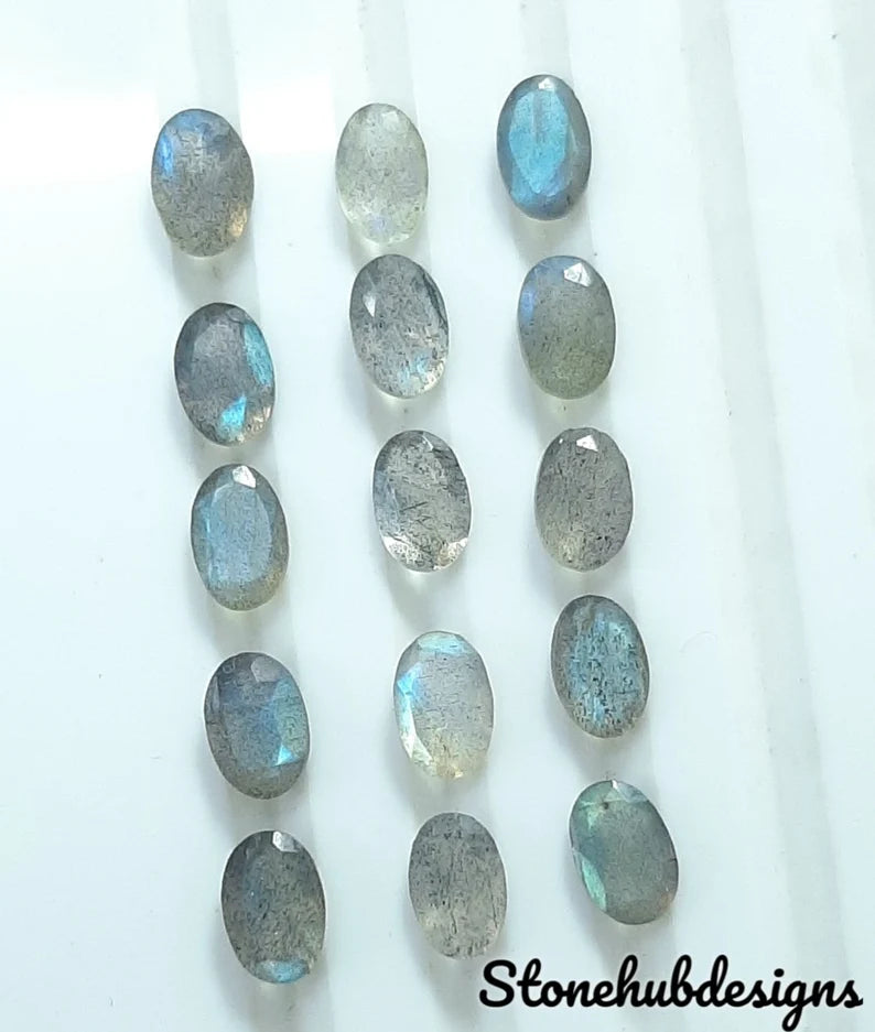 3x5MM, 4x6MM, 5x7MM, 6x8MM, 7x9MM Natural Labradorite Faceted Oval Cut Stone, AAA Blue Flash Labradorite Oval Calibrated Size loose Gemstone