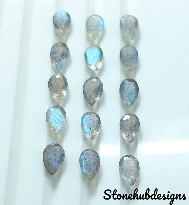 4x6MM, 5x7MM, 6x8MM, 7x9MM Natural Labradorite Faceted Pear Cut Stone, AAA Labradorite Faceted Pear Calibrated Gemstone for jewelry