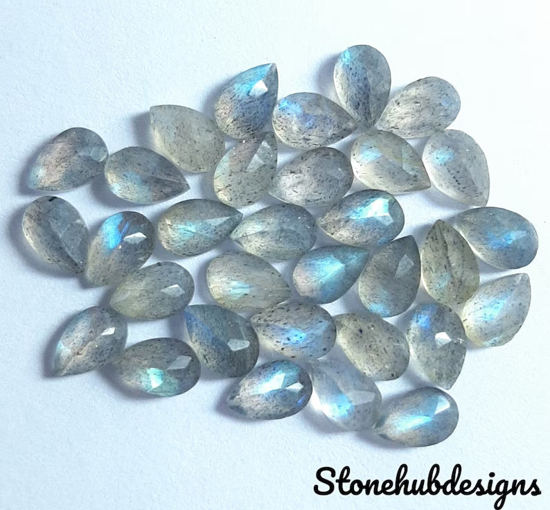 4x6MM, 5x7MM, 6x8MM, 7x9MM Natural Labradorite Faceted Pear Cut Stone, AAA Labradorite Faceted Pear Calibrated Gemstone for jewelry