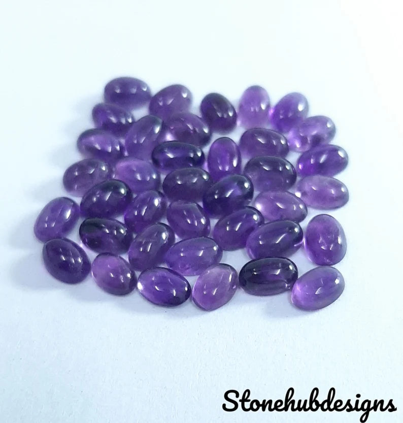 3x5MM, 4x6MM, 5x7MM Natural Amethyst Oval cabochon, AAA quality Amethyst Smooth Oval Stone For Jewelry