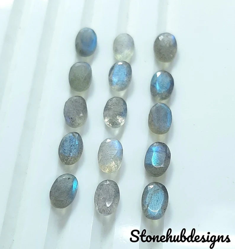 3x5MM, 4x6MM, 5x7MM, 6x8MM, 7x9MM Natural Labradorite Faceted Oval Cut Stone, AAA Blue Flash Labradorite Oval Calibrated Size loose Gemstone
