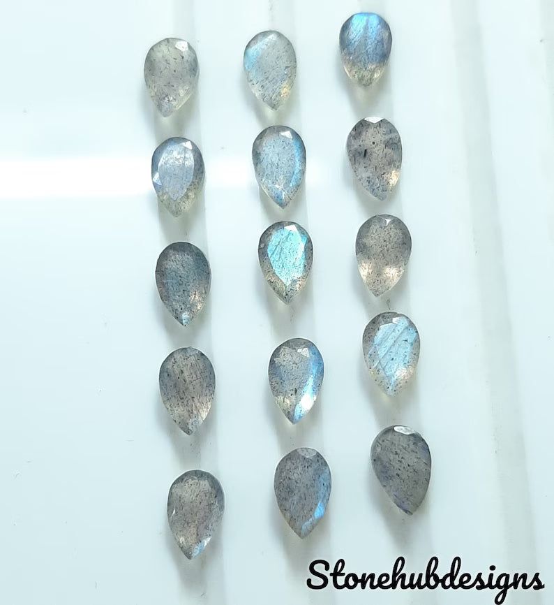 4x6MM, 5x7MM, 6x8MM, 7x9MM Natural Labradorite Faceted Pear Cut Stone, AAA Labradorite Faceted Pear Calibrated Gemstone for jewelry