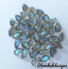 5 pieces Natural Labradorite Pear Cabochon loose gemstone, AAA Blue Fire Labradorite Smooth Pears cabs for jewelry
