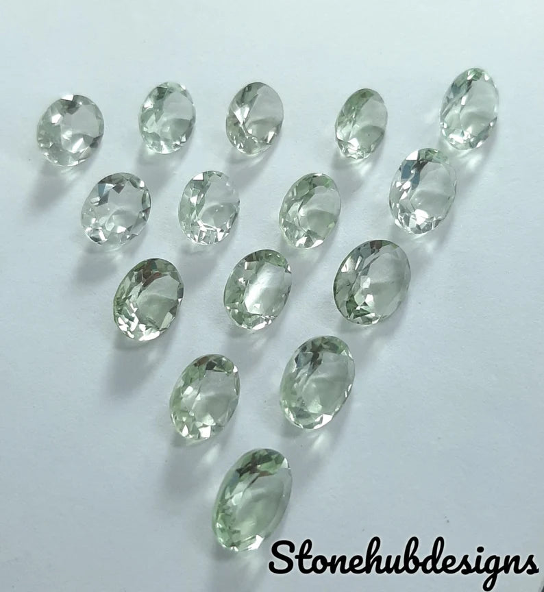 3x5MM, 4x6MM, 5x7MM AAA Green Amethyst Faceted Oval Cut Gemstone, 100% Natural Green Amethyst oval cut faceted loose gemstone