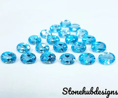 Natural Swiss Blue Topaz Faceted Oval Cut Gemstone, AAA Swiss Blue topaz Faceted Oval Cut loose Calibrated Gemstone For jewelry