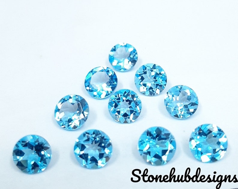 4MM, 4.50MM, 5MM, 6MM Natural Swiss Blue Topaz Faceted Round Cut Gemstone, AAA Swiss Blue Topaz Round Cut Faceted calibrated Loose Gemstone