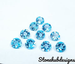 4MM, 4.50MM, 5MM, 6MM Natural Swiss Blue Topaz Faceted Round Cut Gemstone, AAA Swiss Blue Topaz Round Cut Faceted calibrated Loose Gemstone