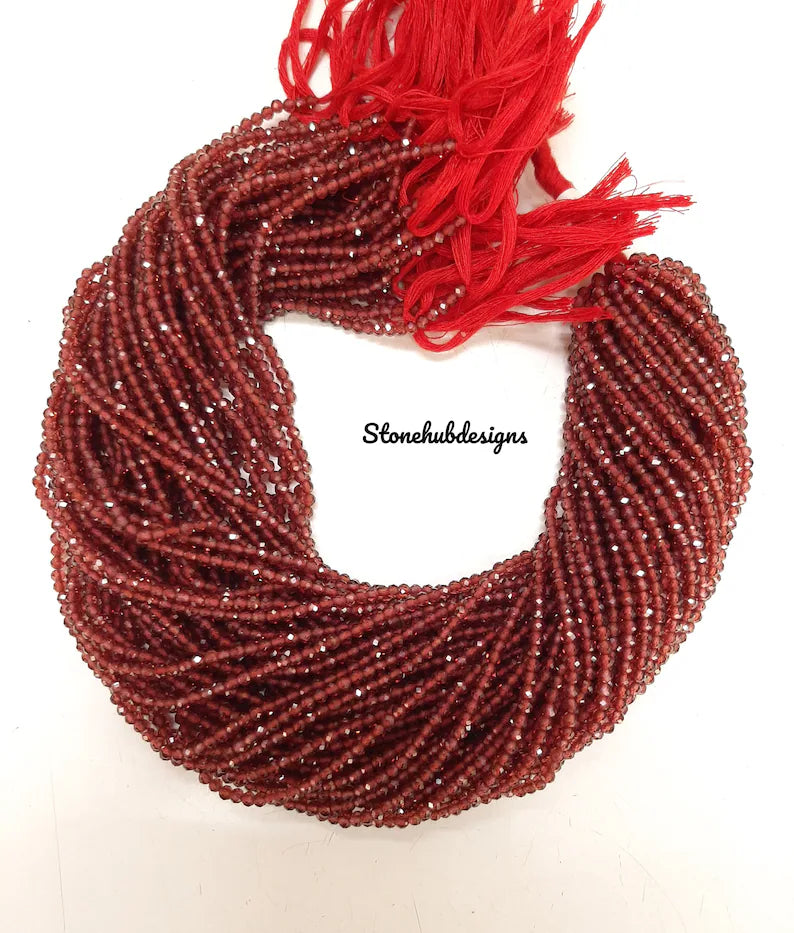 3-3.50MM Natural Mozambique Garnet Faceted Rondelle Beads, AAA Quality Garnet Faceted Beads For Jewelry Making