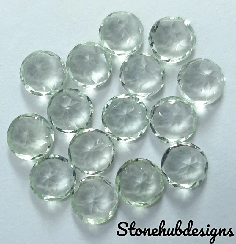 8MM, 9MM, 10MM AAA Green Amethyst Faceted Round Cut Gemstone, 100% Natural Green Amethyst Round cut faceted loose stone For Jewelry Making