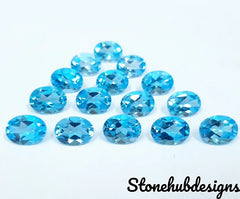 Natural Swiss Blue Topaz Faceted Oval Cut Gemstone, AAA Swiss Blue topaz Faceted Oval Cut loose Calibrated Gemstone For jewelry