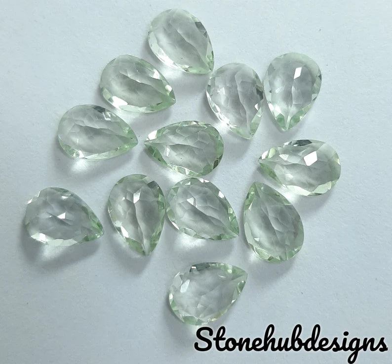 4X6MM, 5X7MM, 6X8MM, 7X10MM AAA Green Amethyst Pear cut faceted stone, 100% Natural Green Amethyst Pear cut faceted loose gemstone