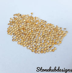 1MM, 1.25MM, 1.50MM AAA Natural Citrine Faceted Round Loose Cut Stone, AAA Yellow Citrine Faceted Loose Round Cut Stone Lot for Jewelry