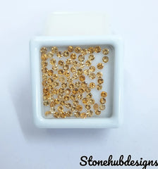 1MM, 1.25MM, 1.50MM AAA Natural Citrine Faceted Round Loose Cut Stone, AAA Yellow Citrine Faceted Loose Round Cut Stone Lot for Jewelry