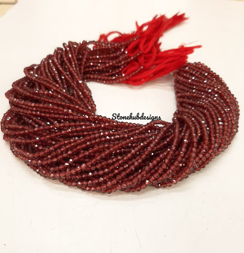 3-3.50MM Natural Mozambique Garnet Faceted Rondelle Beads, AAA Quality Garnet Faceted Beads For Jewelry Making