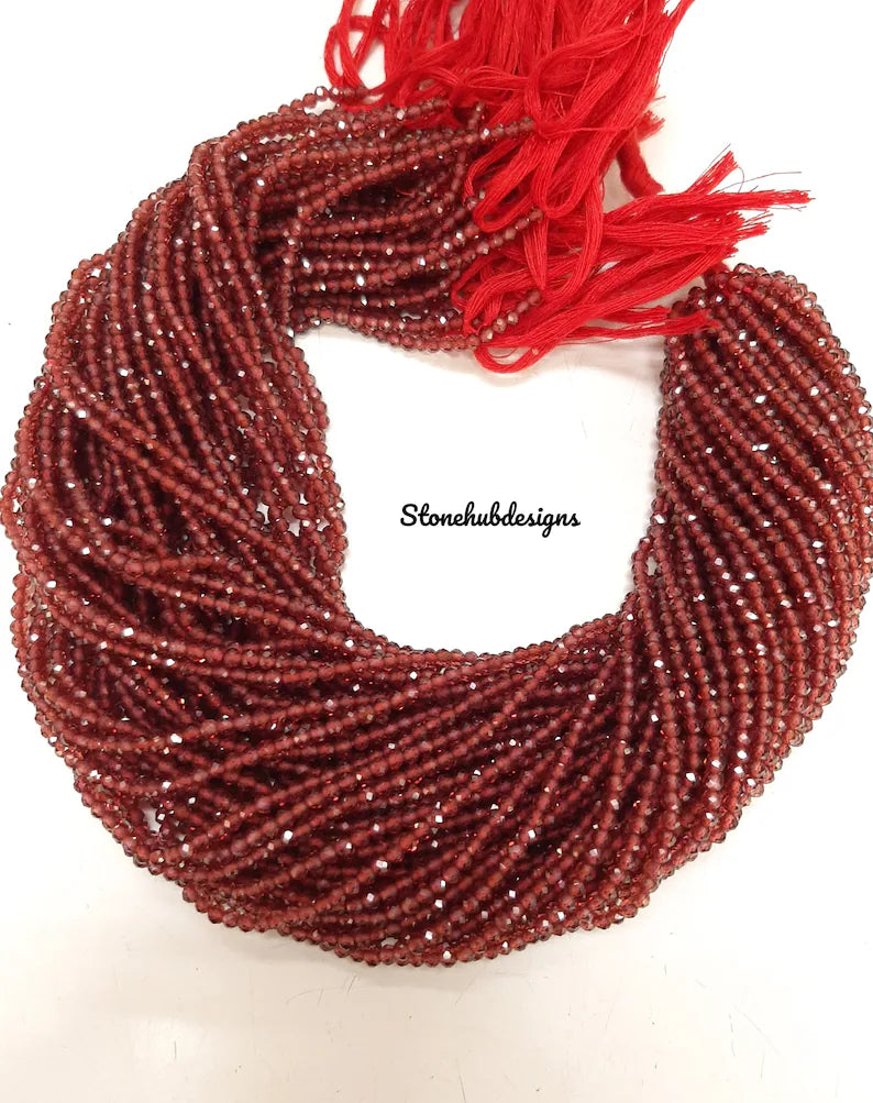 3-3.50MM Natural Mozambique Garnet Faceted Rondelle Beads, AAA Quality Garnet Faceted Beads For Jewelry Making