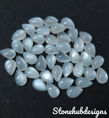7X10MM, 8X12MM, 9X13MM Natural White Moonstone Pear Cabochon Gemstone, AAA Quality White Moonstone Smooth Pear Cabs For Jewelry
