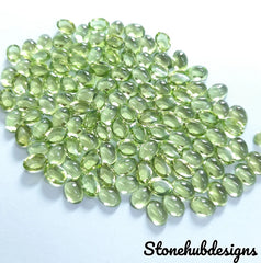 3x5MM, 4x6MM, 5x7MM Natural Peridot Oval Cabochon Gemstone, AAA Green Peridot Smooth Oval Flat back Cabochon loose Stone For Jewelry