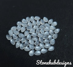 4X6MM, 5X7MM, 5X8MM, 6X9MM Natural White Moonstone Pear Cabochon Gemstone, AAA Quality White Moonstone Smooth Pear Cabs For Jewelry