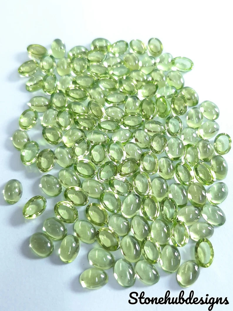 3x5MM, 4x6MM, 5x7MM Natural Peridot Oval Cabochon Gemstone, AAA Green Peridot Smooth Oval Flat back Cabochon loose Stone For Jewelry