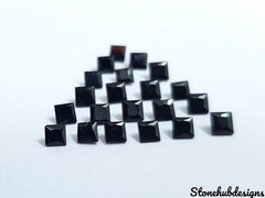 3MM, 4MM, 5MM, 6MM Natural Black Spinel Faceted Square gemstone, 100% Natural AAA Quality Black Spinel Square Faceted Loose Gemstone