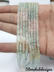 3.50-4MM Natural Multi Aquamarine Faceted Rondelle beads, AAA Quality Multi Aquamarine beads Aquamarine Rondelle faceted Beads For Jewelry