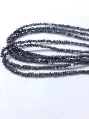 Natural Black Diamond Uncut Rough Raw Beads | Conflict Free Diamond Rough 16 inches full strand beads | Uncut Diamond for Jewelry making.