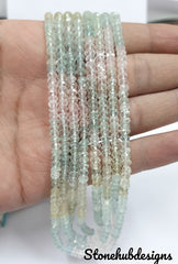 3.50-4MM Natural Multi Aquamarine Faceted Rondelle beads, AAA Quality Multi Aquamarine beads Aquamarine Rondelle faceted Beads For Jewelry
