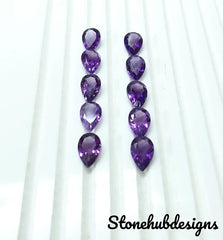 6x8MM, 7X9MM, 8x10MM Natural Amethyst Faceted Pear Cut Gemstone, AAA Purple Amethyst Faceted Pear Cut Loose Calibrated Size For Jewelry