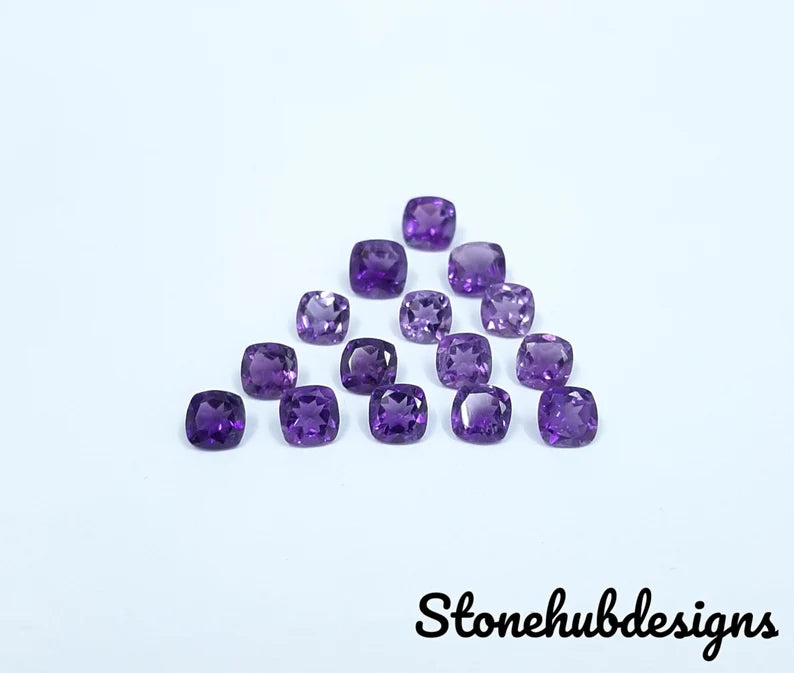 Natural Amethyst Faceted Cushion Cut Gemstone, AAA Purple Amethyst faceted Cushion Cut Calibrated loose gemstones For Jewelry