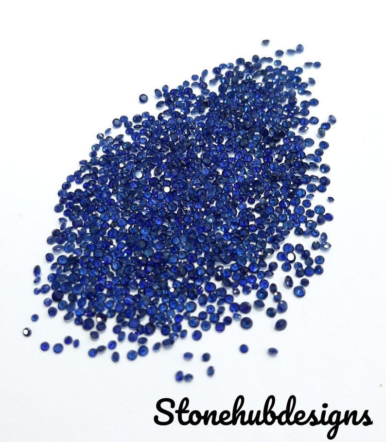 1.20MM, 1.30MM, 1.40MM Natural Blue Sapphire Faceted Round Diamond Cut Gemstones, AAA Blue Sapphire Round Calibrated Loose Cut For Jewelry