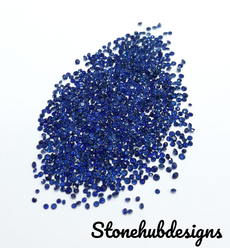 1.20MM, 1.30MM, 1.40MM Natural Blue Sapphire Faceted Round Diamond Cut Gemstones, AAA Blue Sapphire Round Calibrated Loose Cut For Jewelry