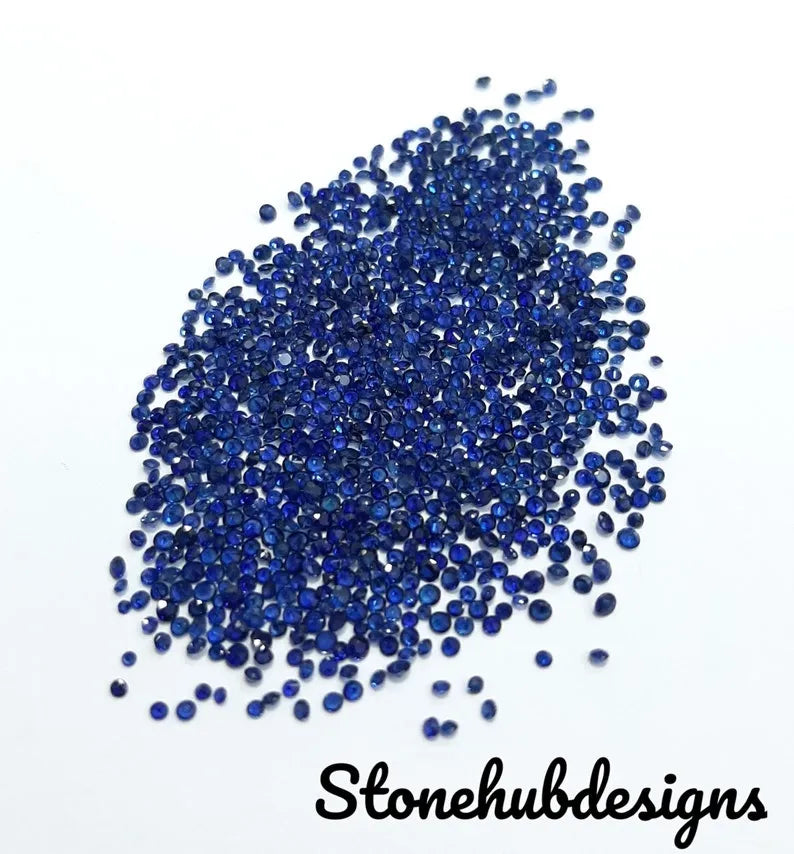 1.50MM, 1.80MM, 2MM Natural Blue Sapphire Faceted Round Diamond Cut Calibrated Gemstones, AAA blue sapphire Round Cut For Jewelry Making