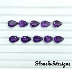 6x8MM, 7X9MM, 8x10MM Natural Amethyst Faceted Pear Cut Gemstone, AAA Purple Amethyst Faceted Pear Cut Loose Calibrated Size For Jewelry